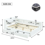 Double Bed Panel Headboard Storage Lights USB Cabinets Drawers Pine+Chipboard+MDF, White, 140x200cm