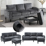 Sofa, 4-Seater with Footstool & Storage, Velvet