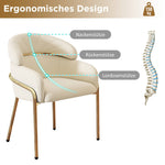 Light Luxury Dining Chair with Metal Legs, Velvet, Beige