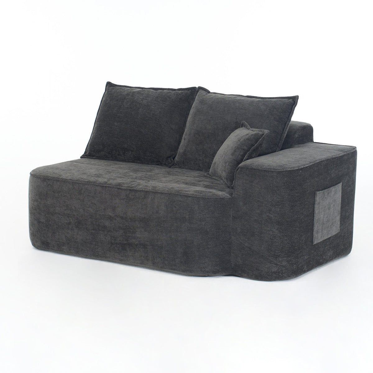 2-Seater Sofa with Side Pockets and No Assembly, Black