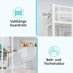 Children's Loft Bed L-Shaped Desk Railing Versatile Stairs Iron Frame