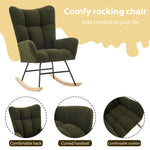 Rocking Chair Modern High Back Armrests - Green