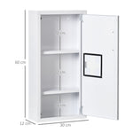 Medicine Cabinet First Aid 3 Inner Compartments Magnetic Closure 40x15x53.5 cm White