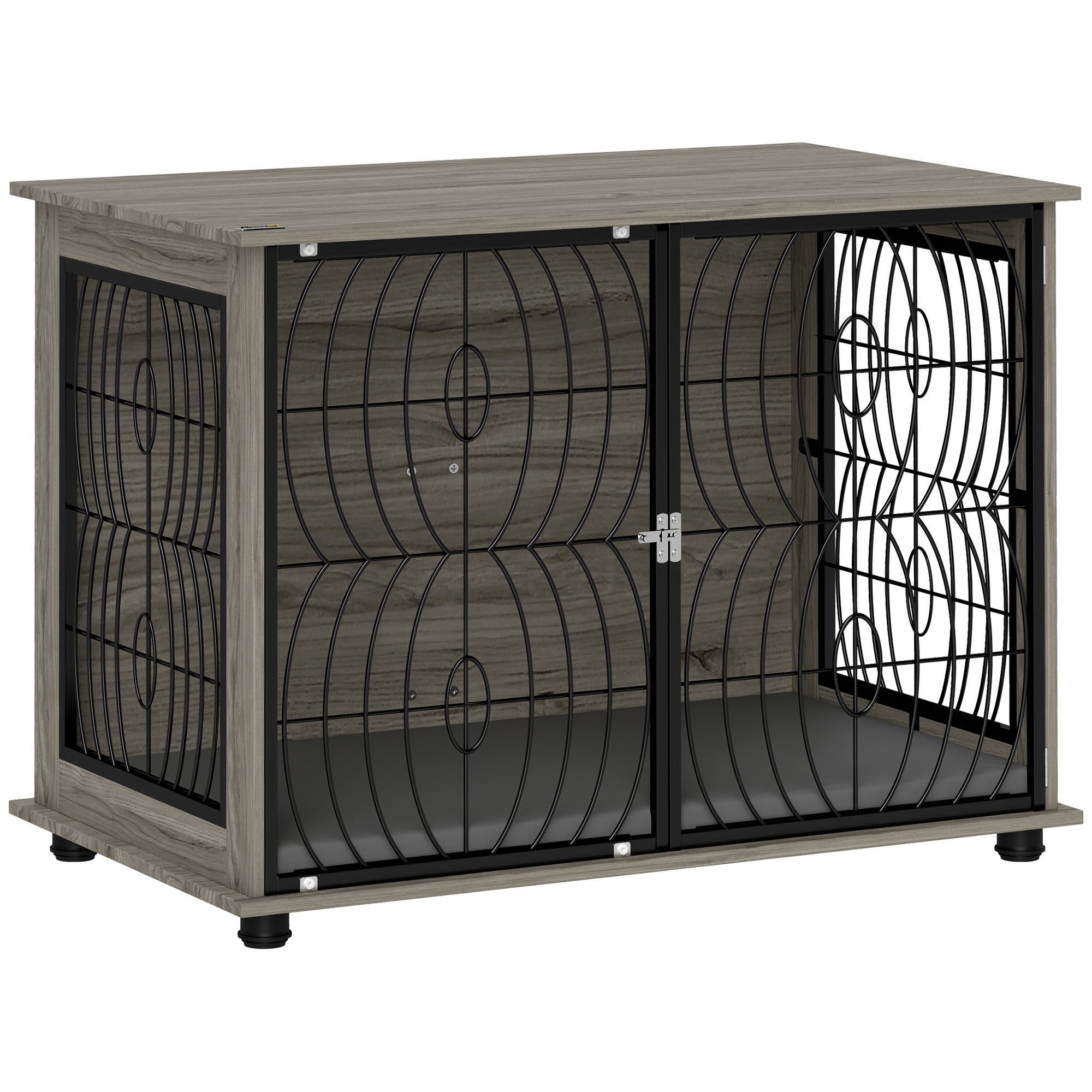 Dog Cage, Kennel, Indoor Pet Crate with Cushion, Large, Gray