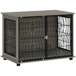 Dog Cage, Kennel, Indoor Pet Crate with Cushion, Large, Gray