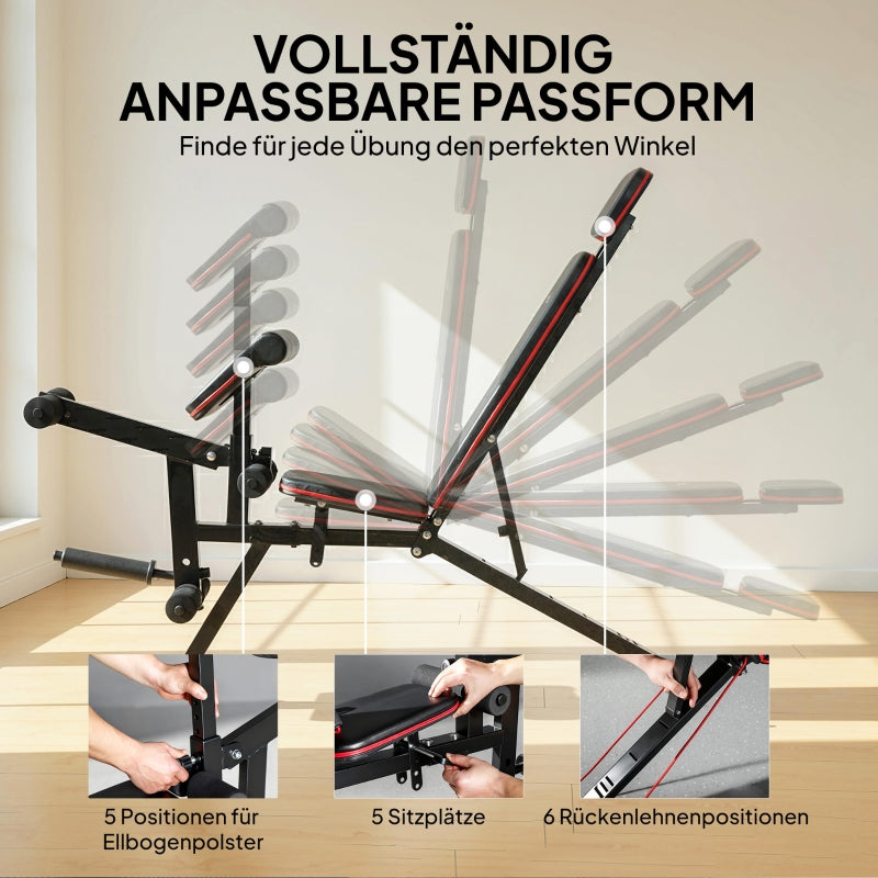 Adjustable Weight Bench, 3-in-1 Training Bench with Leg Extension and Curl Pad, 300 kg Capacity