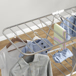 Clothes Airer, Foldable Portable with Telescopic Poles, Stainless Steel and Plastic, Silver and White