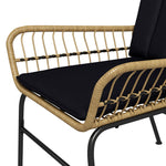 Rattan Seating Group, 3-Piece with 2 Chairs & Side Table, Tempered Glass