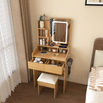 Dressing Table Set with LED Mirror & Power Outlet, Wood