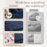 Sofa Bed, Cloud Couch with 3 Soft Pillows, Single Seat, Corduroy Navy Blue