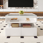 Coffee Table, Height-Adjustable with 16-Color Lighting, Glass & Acrylic