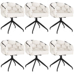 Luxury Velvet Chairs Set of 6 Swivel Ergonomic - Beige