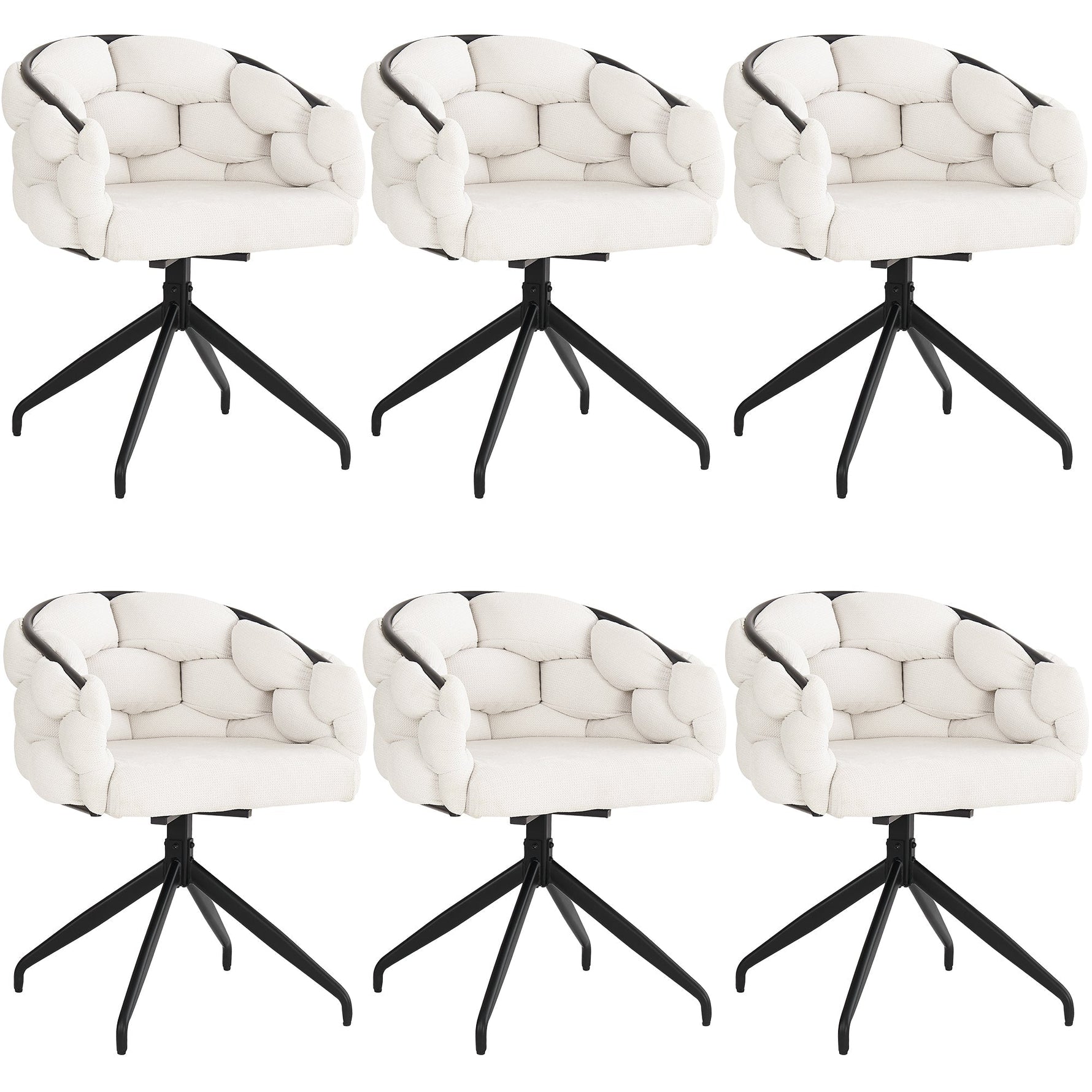 Luxury Velvet Chairs Set of 6 Swivel Ergonomic - Beige