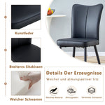 Dining Chair Modern Minimalist PU Leather Back Metal Legs - Black