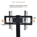Wooden TV Cabinet Height-Adjustable Swivel Stand Wall Mount Black Tempered Glass Brown