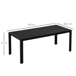 Aluminum Garden Table Weatherproof Wood-Plastic Composite Black