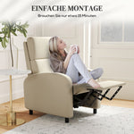 Relaxing Armchair Recliner with Footrest, 120kg, Cream White Linen