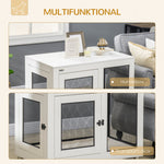 Dog Cage with Table Top, Cushion, 2 Doors, White+Black