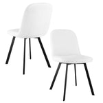 Dining Chair Set of 2 Soft Padded Metal Frame - Teddy Fleece