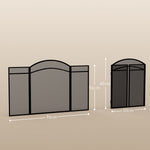 Fireplace Guard, 3 Panels, Folding Screen, Metal, Black