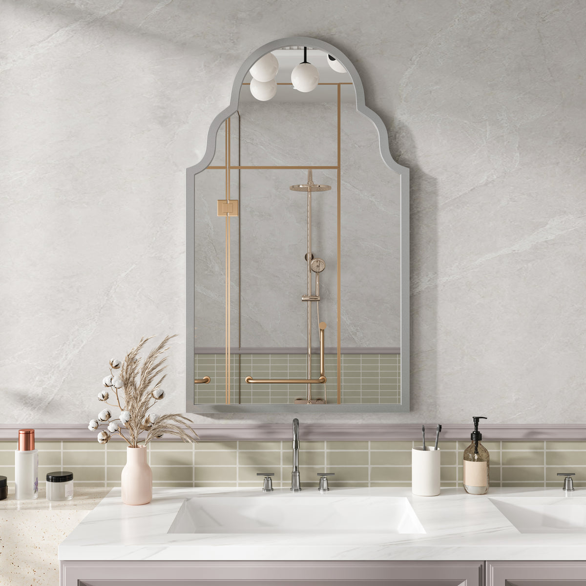 Rectangular Wall Mirror 61x101cm Silver Metal Frame