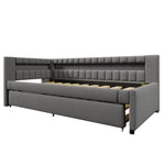 Daybed Sofa Bed 90x200cm with Trundle & LED, Grey Linen