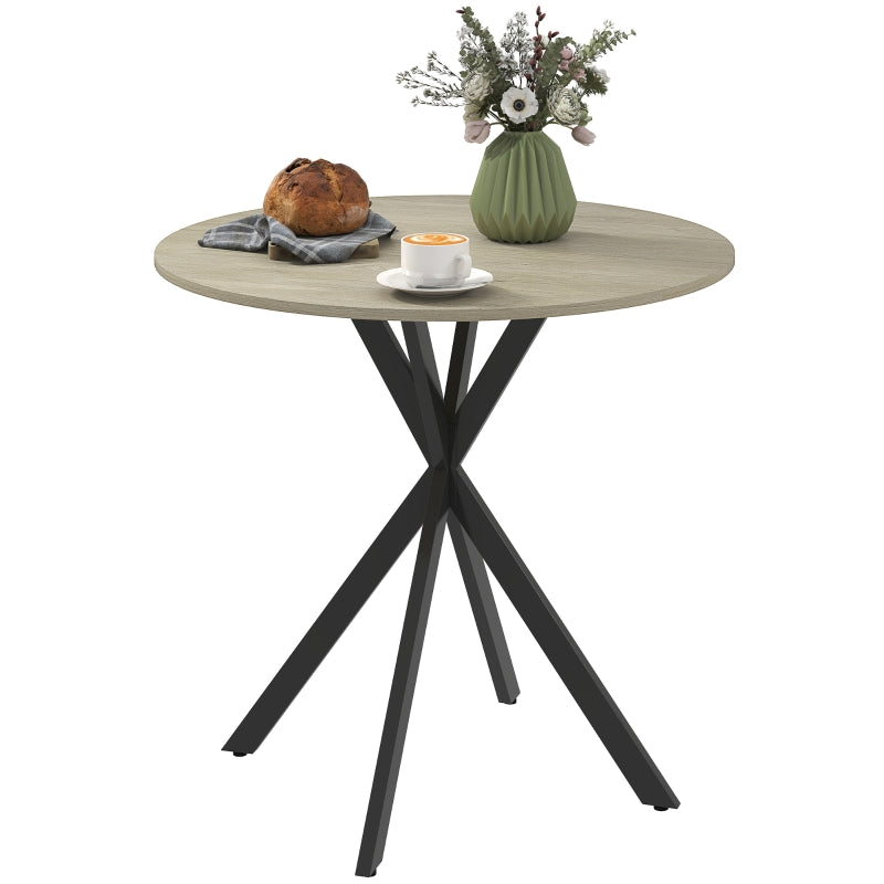 Dining Table, Round Kitchen Table 2 People Industrial Style, Oak
