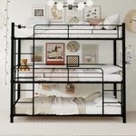 Three-Tier Bed Frame 90x190cm with Ladder & Guardrails