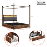 Multifunctional Double Bed 140x190 Storage Canopy LED USB Drawers, Black