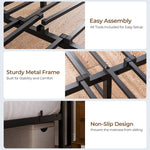 Bed Frame 140x190cm with LED Light & USB Station, Metal