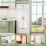 Kitchen Storage Cabinet 80x40x180cm Freestanding with Wine Rack & Adjustable Shelves, Industrial Style