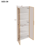 LED Glass Display Case with Integrated Light Strip and Tempered Glass, White