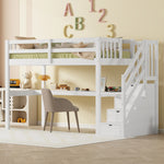 Loft Bed 90x200 Storage Drawers Under-Bed Desk - White