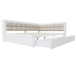 Sofa Bed, Multifunctional with Storage Drawer & Soft Backrest, Pine Wood White