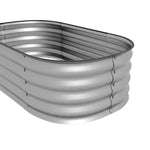 Metal Raised Garden Bed Planter Box 105x62x30cm Open Bottom Silver