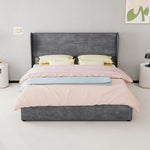 Modern Upholstered Bed with Gas Lift Storage, 160x200 cm - Grey