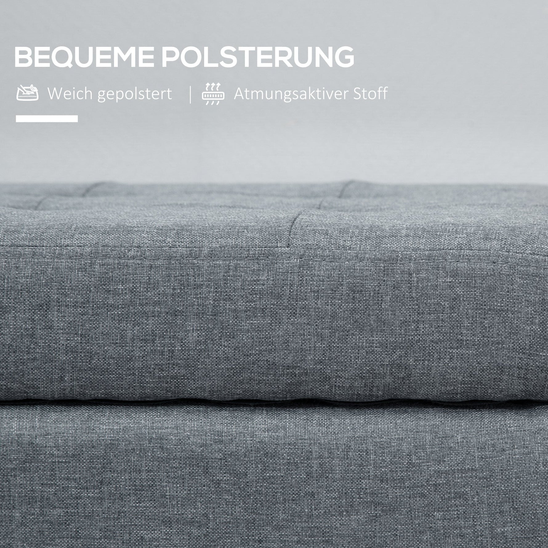 Upholstered Storage Bench with Lid, Linen Look, Grey