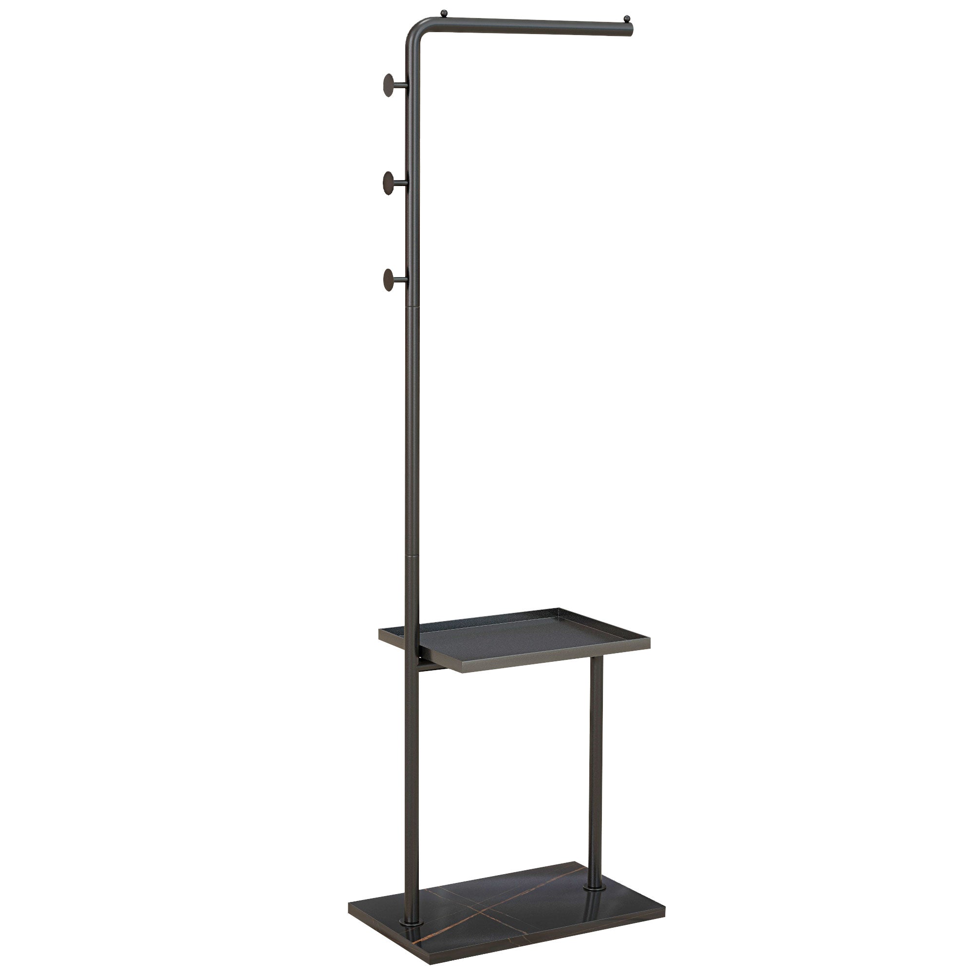 Coat Rack with Hooks & Tray, Hallway, Black