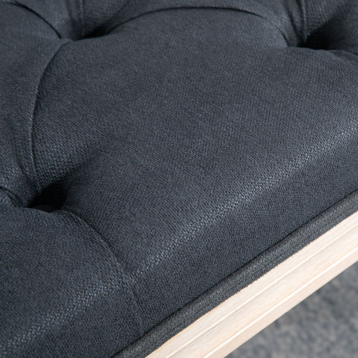 Upholstered Bench Vintage, Seat Bed Hallway with Buttons, Dark Grey Linen
