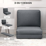 Folding Sofa Bed, 3-in-1 Velvet, Storage Space, Dark Grey