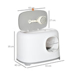 Cat Litter Box, Hooded Scoop Grid Base, XXL, White