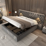 Upholstered Hydraulic Storage Bed 180x200 LED, Grey Velvet