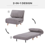 2-in-1 Sofa Bed Sleeper Chair Adjustable Folding Mattress Corduroy Light Grey