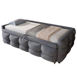 Extendable Upholstered Sofa Bed with Slatted Base and Teddy Velvet Fabric, Grey