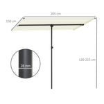 Parasol, 180° Rotatable Height Adjustable Garden Umbrella, Beige