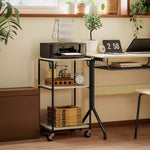 Printer Table, 3-Tier Stand with Casters, Steel