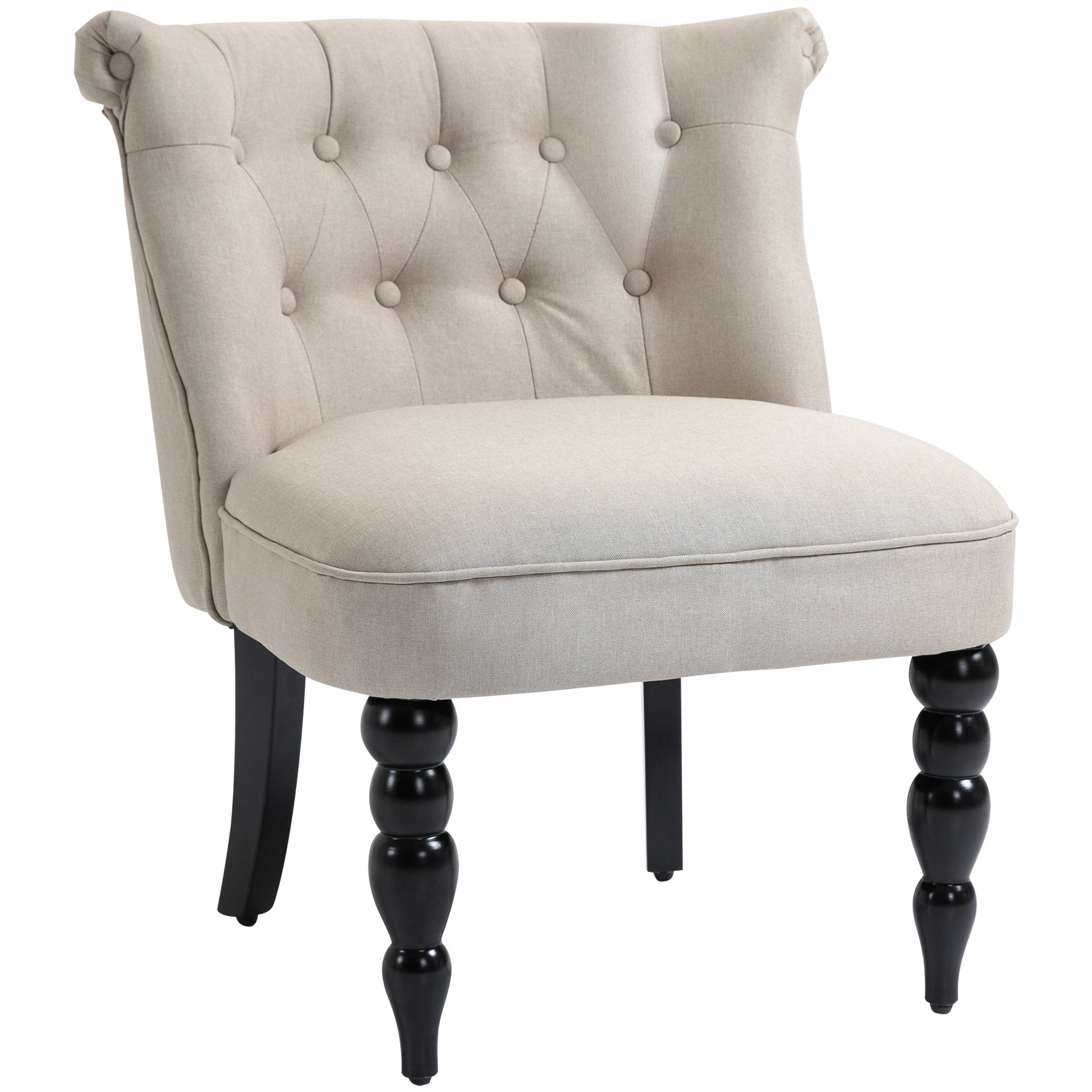 Relaxing Chair, Upholstered Vintage, Linen Beige Black