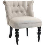 Relaxing Chair, Upholstered Vintage, Linen Beige Black