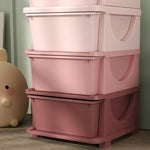 Children's Storage Boxes 4 Drawers Rounded Edges Pink