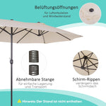 Parasol Double Patio Umbrella, Hand Crank, Oval, Beige